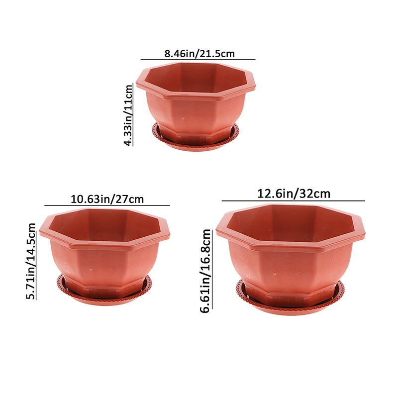 1Pc vaso da fiori in plastica esagonale con vassoio non è facile da deformare Bonsai speciale pianta verde classica decorazione da giardino per interni