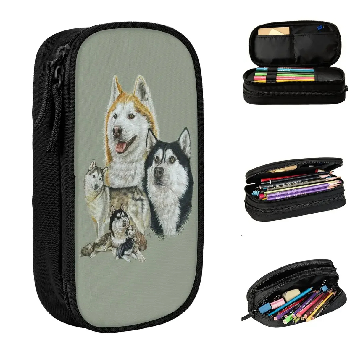 

Fun Husky Cool Pencil Cases Cute Dog Pencil Pouch Pen Holder Kids Large Storage Bags School Supplies Cosmetic Stationery