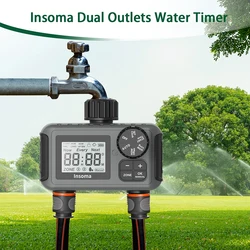 Insoma Slim Irrigatie Bewateringssysteem Dubbele Uitgangen Automatische Watertimer Strooi Kraan Slang Programmeur Voor Tuin Buiten