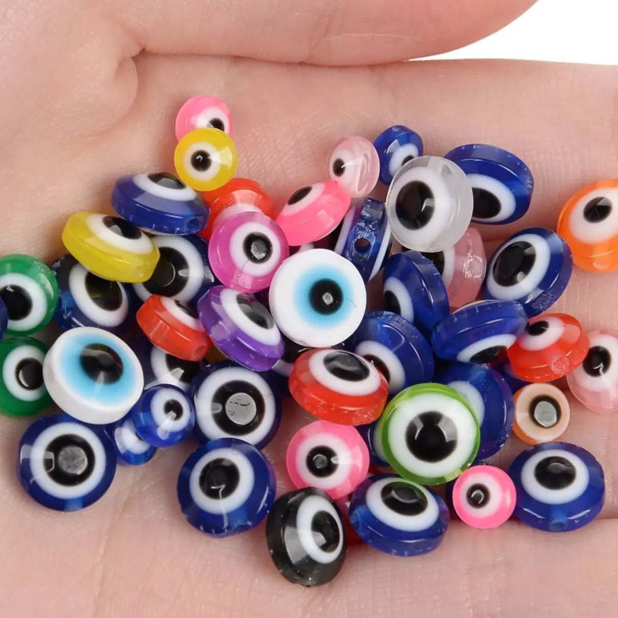 6/8/10mm Resin Oval Turkey Evil Eye Beads Round Loose Spacer Beads for Jewelry Making DIY Bracelets Necklace Accessories Crafts