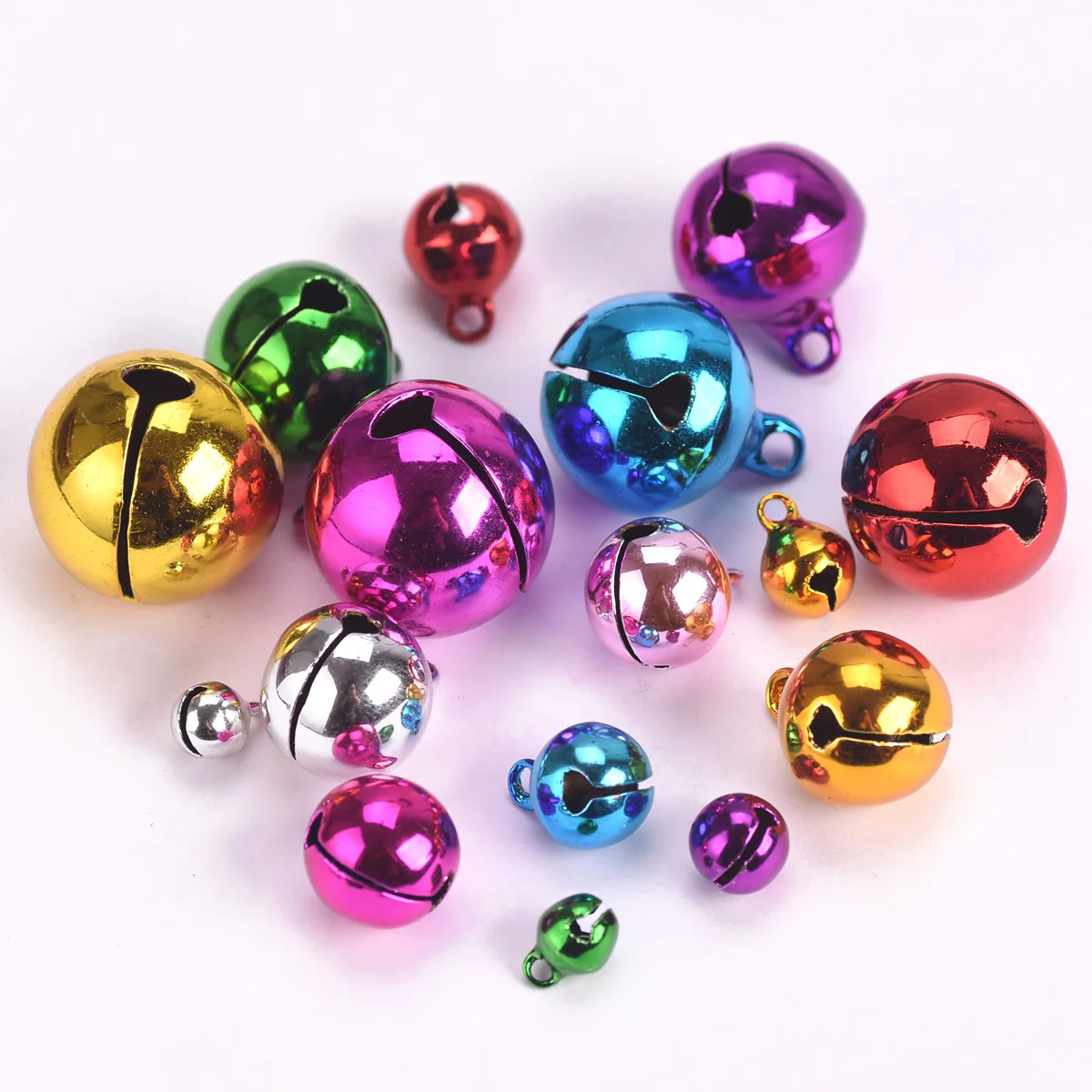 6mm~20mm Brass Metal Colorful Jingle Tinkle Bells Pendants Beads For Christmas Charm Decoration Jewelry Making