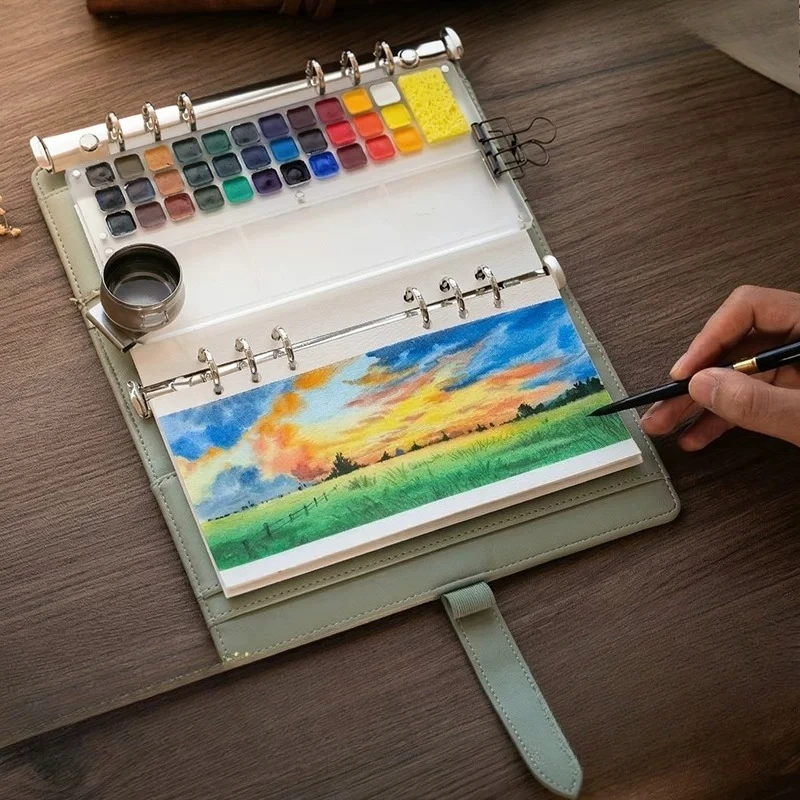 a5-slim-loose-leaf-watercolor-journal-portable-travel-sketch-book-solid-watercolor-paint-box-art-gift-set