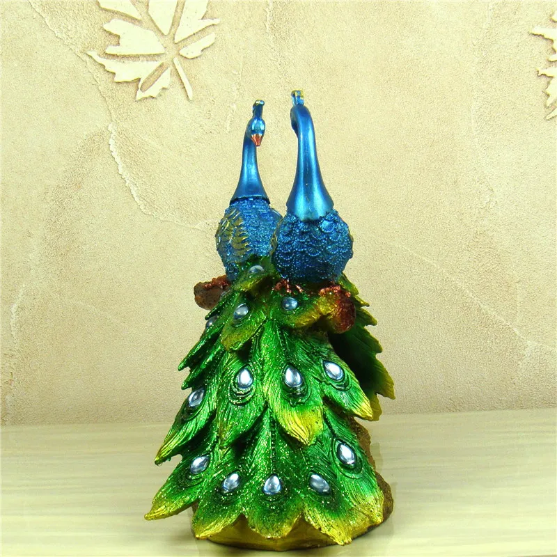 Imagem -04 - Peacock Lovers Handmade Resina Escultura Pavão Casal Estátua Ornamento Artesanato Presente para Dia dos Namorados Casamento e Decoração de Casa