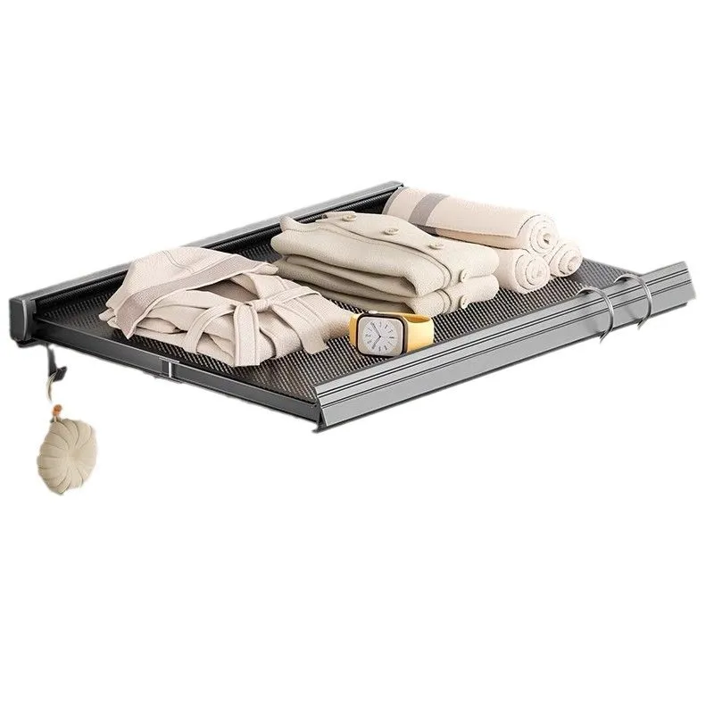 

Direct sales balcony drying rack window space aluminum drying net folding non-punching telescopic invisible clothes