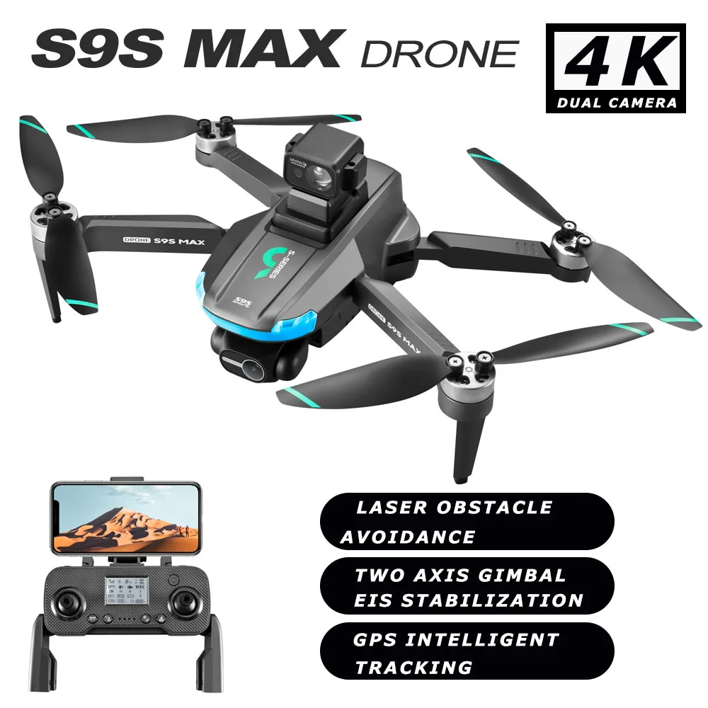 

2025 S9S MAX MINI Drone 4K 2-Axis PTZ HD Dual Camera Laser Obstacle Avoidance Brushless Motor GPS 5G WIFI RC FPV Quadcopter Toys