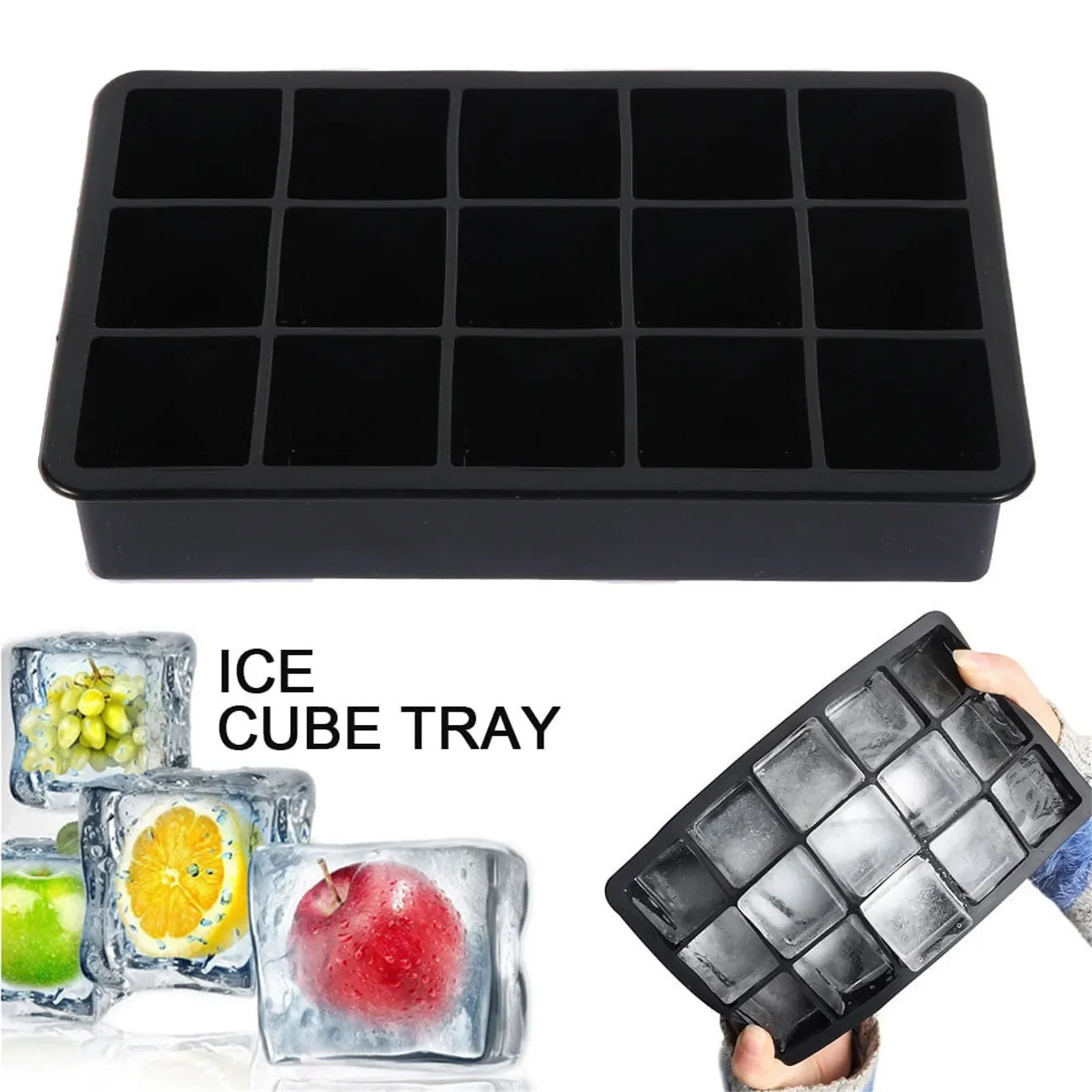 Silicone Ice Tray Ice Mould 15 Even Household Big Square Ice Making Mold Easy Release Creative DIY Silicone Ice Box For Party