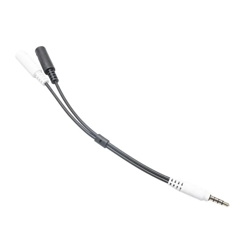 3.5mm Stereo Audio 1Male To 2 Female Headphone Mic TRRS Y Splitter Cable Adapter Black