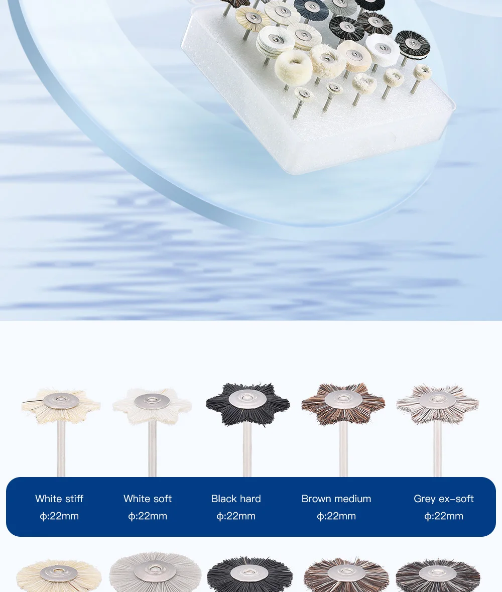 51-teiliges AZDENT Dental-Labor HP Polier-Set 2,35mm zum Schleifen von Keramik Porzellan Niedrigdrehzahl-Polierer Bürsten Fräser Scheiben für Zahnmedizin – Detail 2