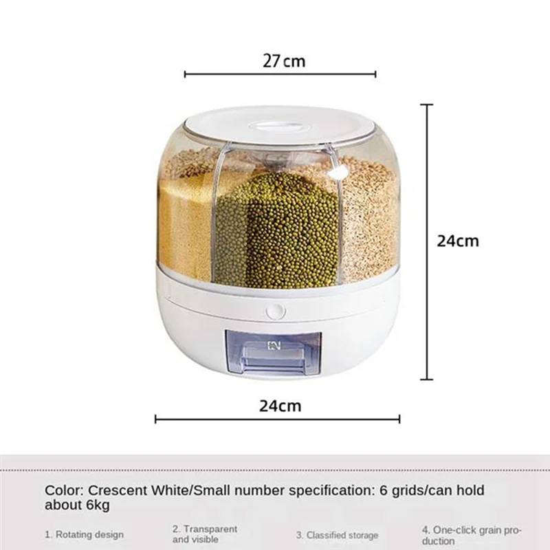 -ABJZ 1 قطعة موزع أسطوانة الطعام الجاف المختوم صندوق تخزين حاوية المطبخ المقاوم للرطوبة