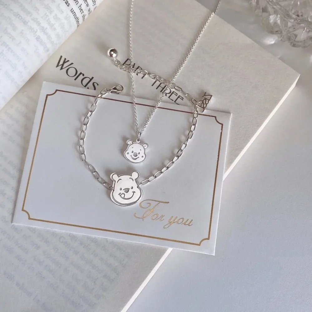 

Disney Necklace Winnie The Pooh Clavicle Chain Female Cartoon Bracelet INS Style Gift Accessories Kawaii Beauty Decoration Girls