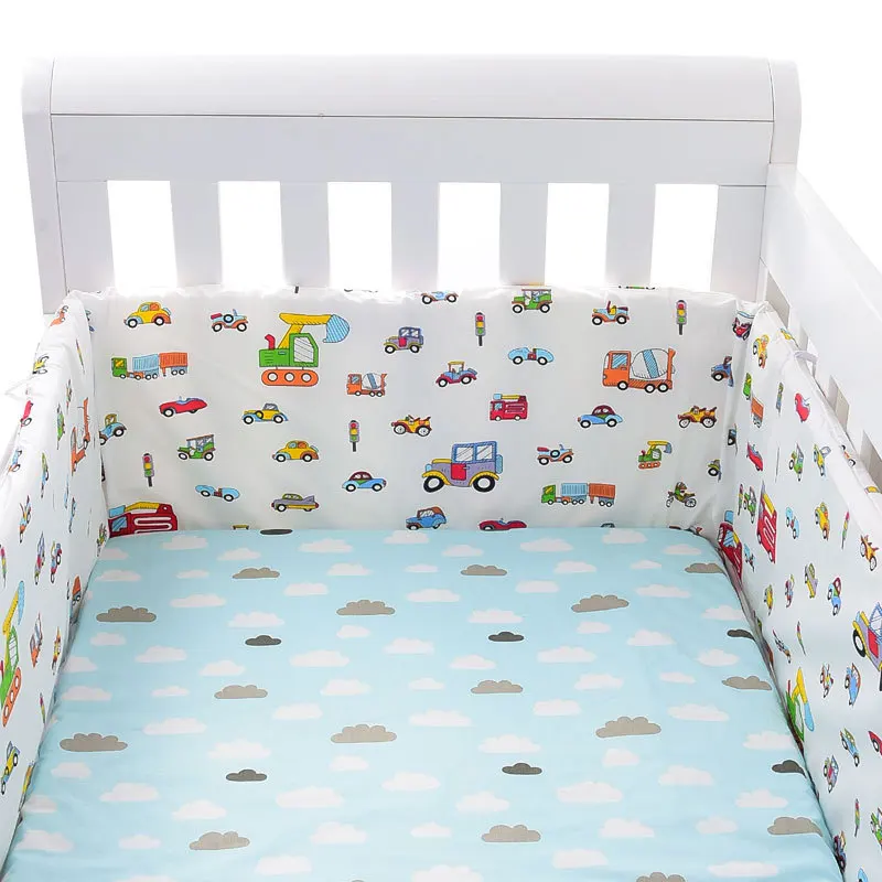 Keliling tempat tidur tas lembut bayi satu potong yang sederhana, keliling tempat tidur katun bayi baru lahir, bemper tabrakan bayi yang dapat dilepas dan dicuci