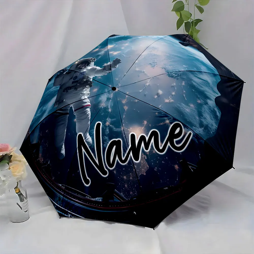 Custom Name Umbrella Space Adventure Umbrella Design Print 8 Iron Ribs Folding Umbrella Auto-Open Fashion Sunshade