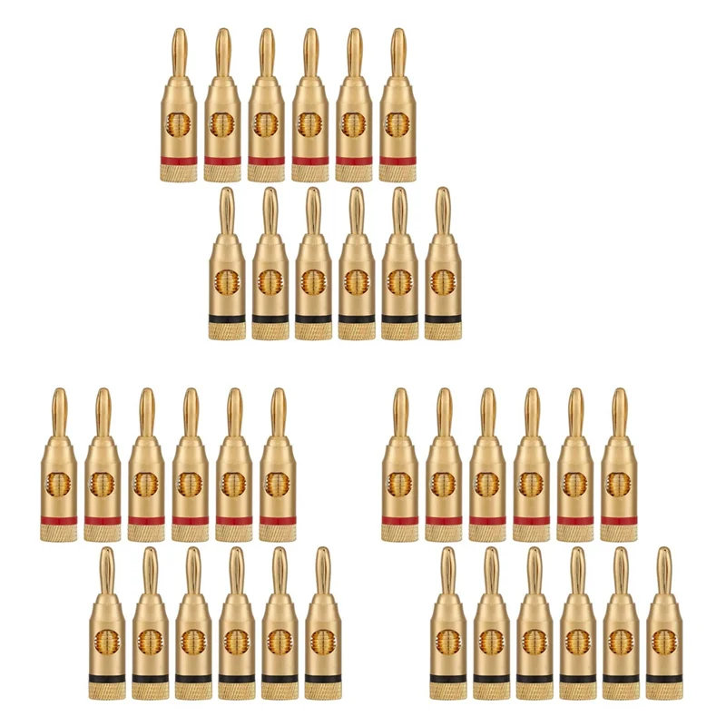 قابس أو موصل الموز المطلي بالذهب بالكامل (نوع المسمار المفتوح) (18 زوجًا (36 مقابس)) موصل سلك مكبر الصوت لقابس الصوت