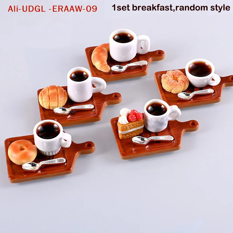 Toy Dollhouse Decor of Resin Coffee Drink Cups; 6-pcs Miniature Water Cup 1:12 Model Simulation Set
