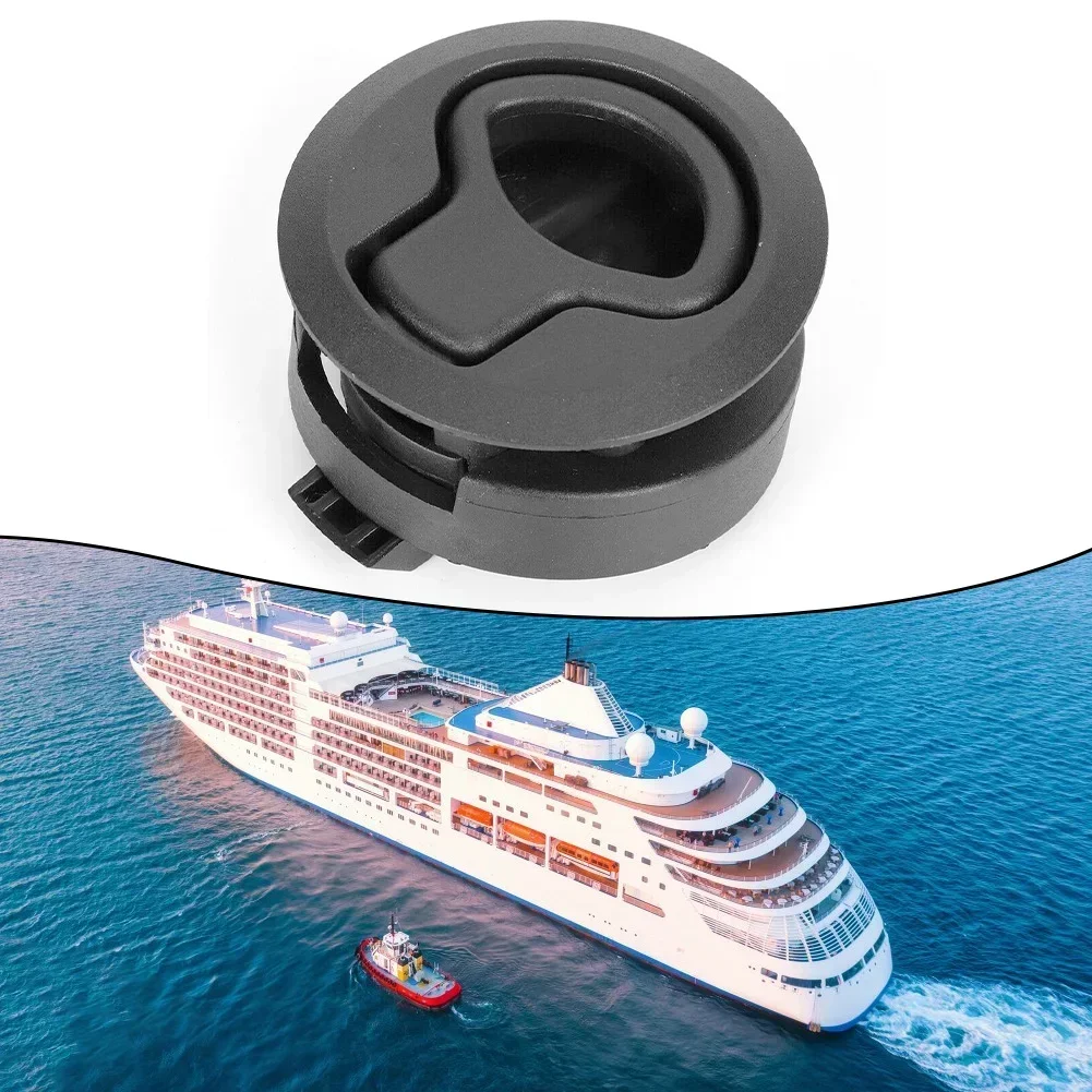 Deck Hatch Handle Ring Door Lock, preto ABS Acessório completo, conveniente para usar longa vida útil