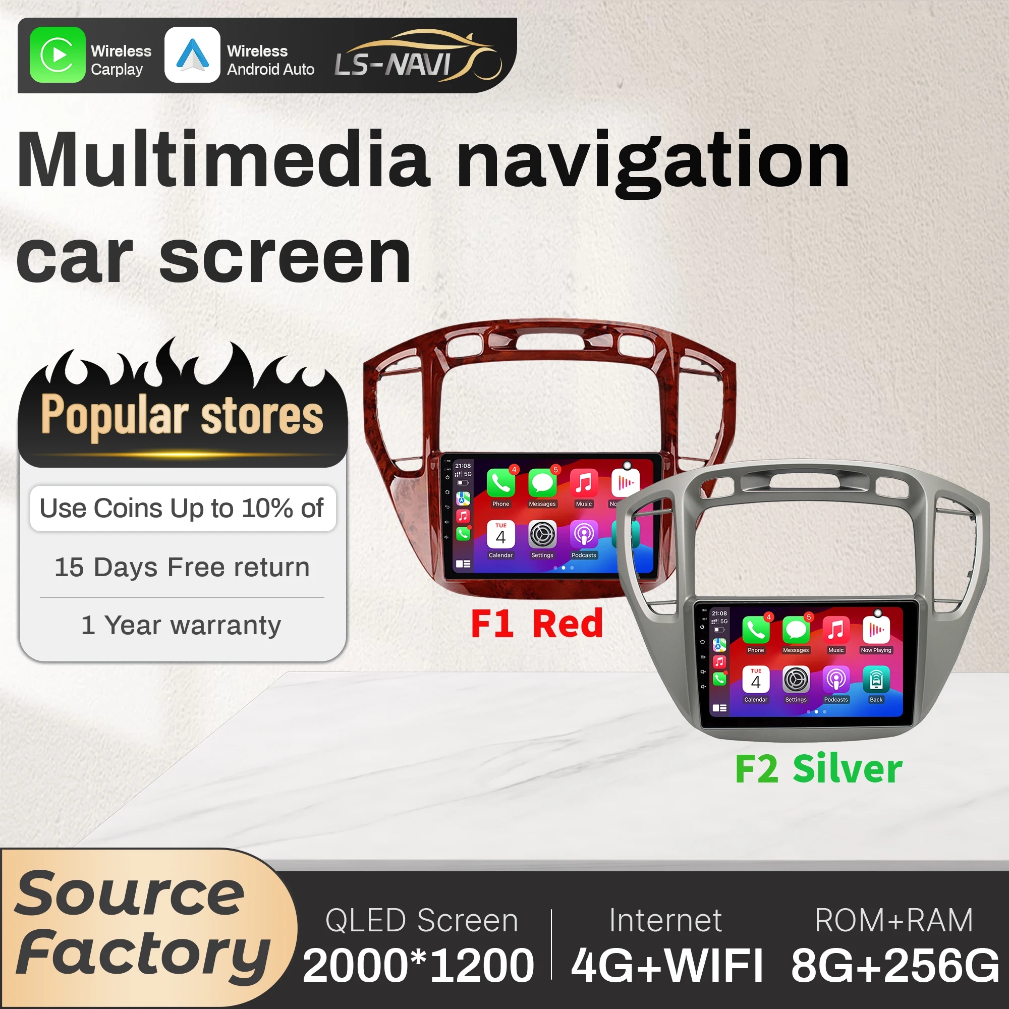 

9-дюймовый автомобильный радиоприемник Android 14 для Toyota Highlander 1 XU20 2001-2007, головное устройство, 4G, беспроводной Bluetooth, экран CarPlay