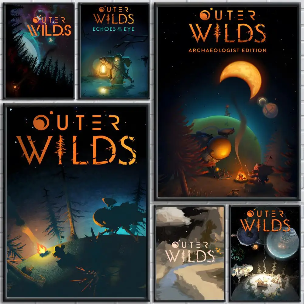 لعبة فيديو O-Outer Wilds اللوحة الخط HD طباعة تجعد الحرة جدارية الفن صور لغرفة المعيشة ديكور جدران المنزل قماش