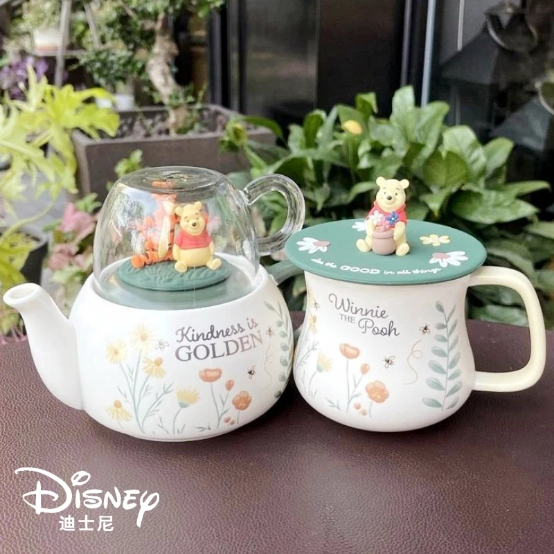 Disney Winnie The Pooh Tigge Tea Pot With Tea Cup Coffee Brewing Cup Ceramic Material Electric Pottery Heating Birthday Toy Gift