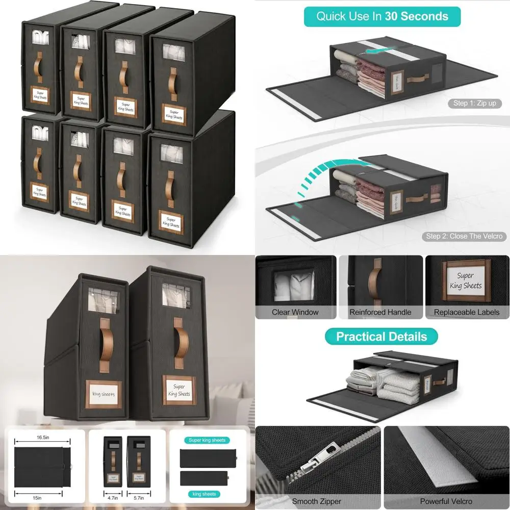 Organizer na pościel Cal King z uchwytem do przechowywania pościeli - czarny