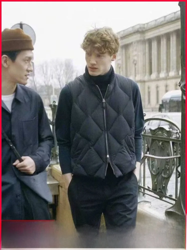 

Luxury Mens Knitted Patchwork down Vest Winter Briti Old Money Sle Faionable Outerwear Nylon Fiber Regular Thin