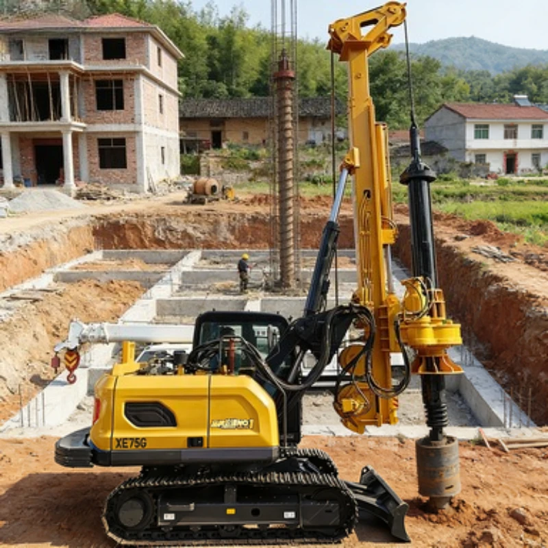 Crawler Rotary Drilling Rig with Mechanical Lock Kelly Bar, Max 15m Depth, for Hard Soil