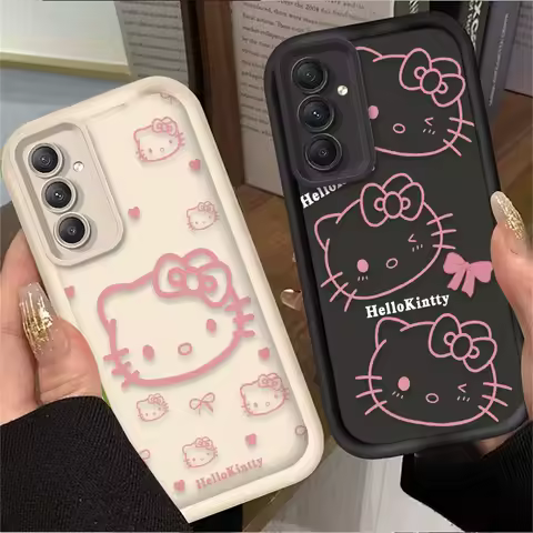 Case For Samsung Galaxy A52 A05 A05S A54 A34 A24 A14 A53 A33 A23 A13 A52S A32 A22 A12 A71 A51 A31 A50 Pink Line Hello Kitty Etui