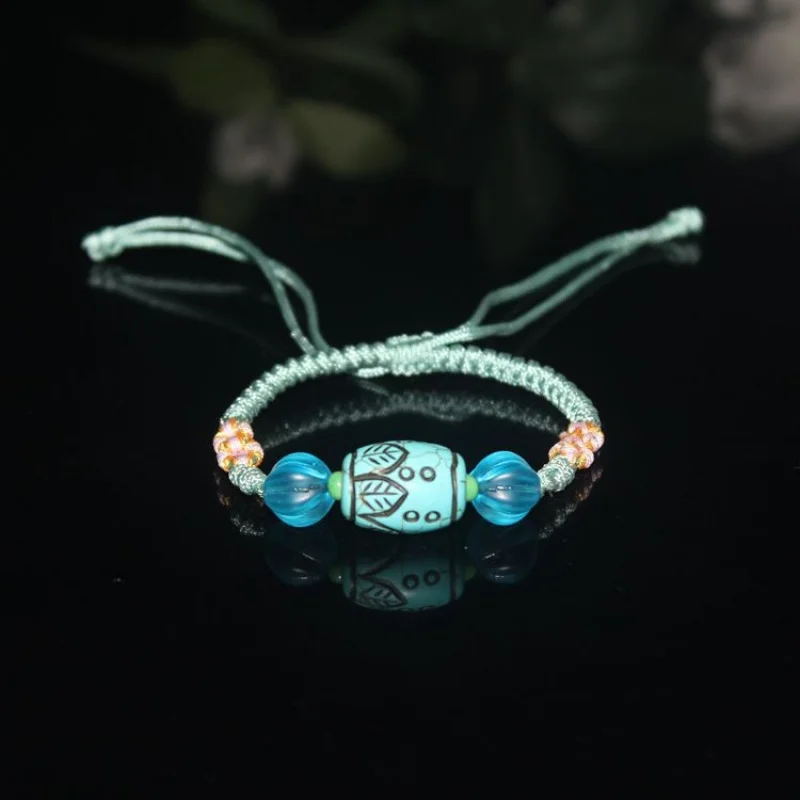 Zhanhan imitation bead , enhanced turquoise braided rope bracelet