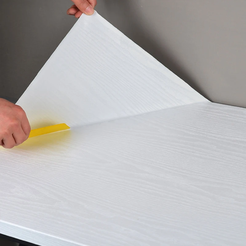 Papier peint auto-adhésif en Grain de bois blanc pur pour placard, vinyle PVC imperméable pour chambre à coucher, meubles, porte, rénovation, autocollant mural