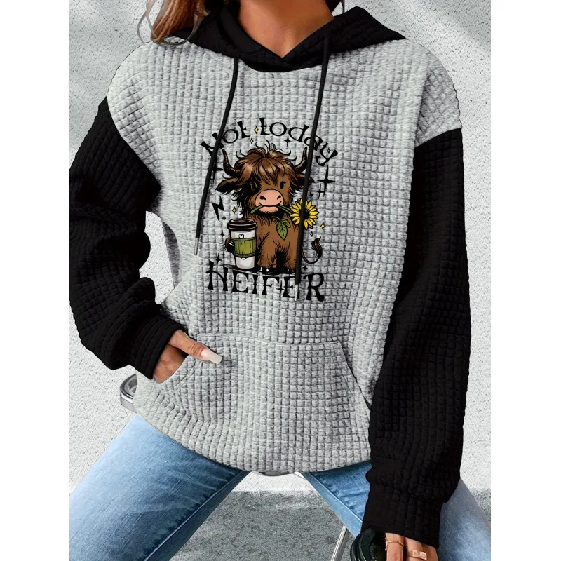 

Printed Hoodie Sweatshirt Women's Spring Fashion Casual Comfortable Fit Crew Neck Short Sleeve T-Shirt Style by Other Material