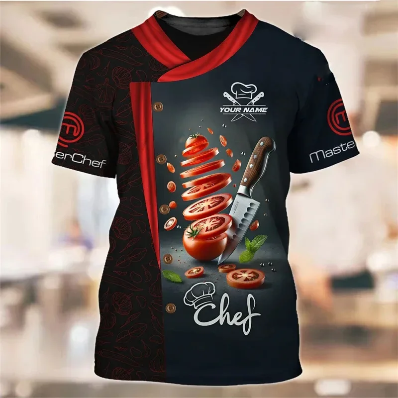 2025 New Design Fun Chef 3D Printed Men's and Women's T-shirt Large Loose Daily Leisure Professional Work Dressing Top
