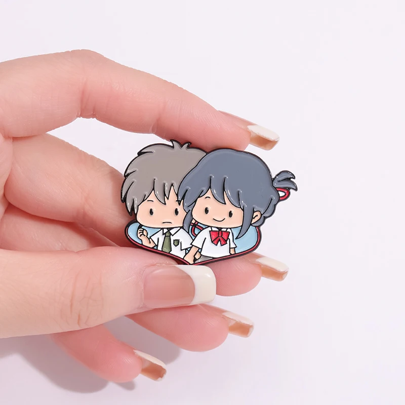 Anime Kimi no na wa Enamel Pin Cartoon Touching Through Space Romantic Love Animated Film Brooch Lapel Badge Jewerly Gift