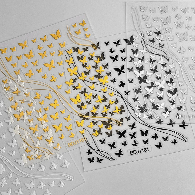 1 foglio mini farfalla adesivi per nail art decalcomanie cursori adesivi design farfalla cartone animato 3d per le donne decorazioni per nail art