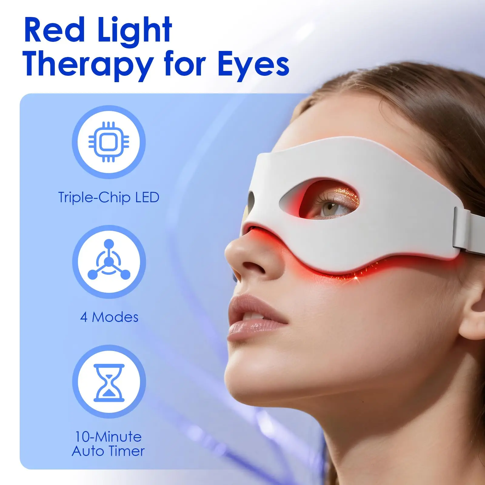 3D Eye Massager Red Light Therapy for Eyes 4 Modes 605NM-830NM Eyes Relax Massager Fatigue Relief Lighten Dark Circles Smooth