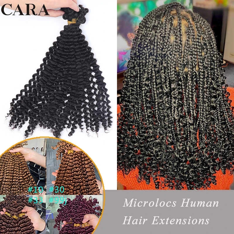 Microlocs Human Hair Extension Bohemian Locks Kinky Curly Bundles Braiding Hair Boho Knotless Twist No Weft Bulk Hair For Braids