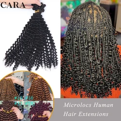 Microlocs Human Hair Extension Bohemian Locks Kinky Curly Bundles Braiding Hair Boho Knotless Twist No Weft Bulk Hair For Braids