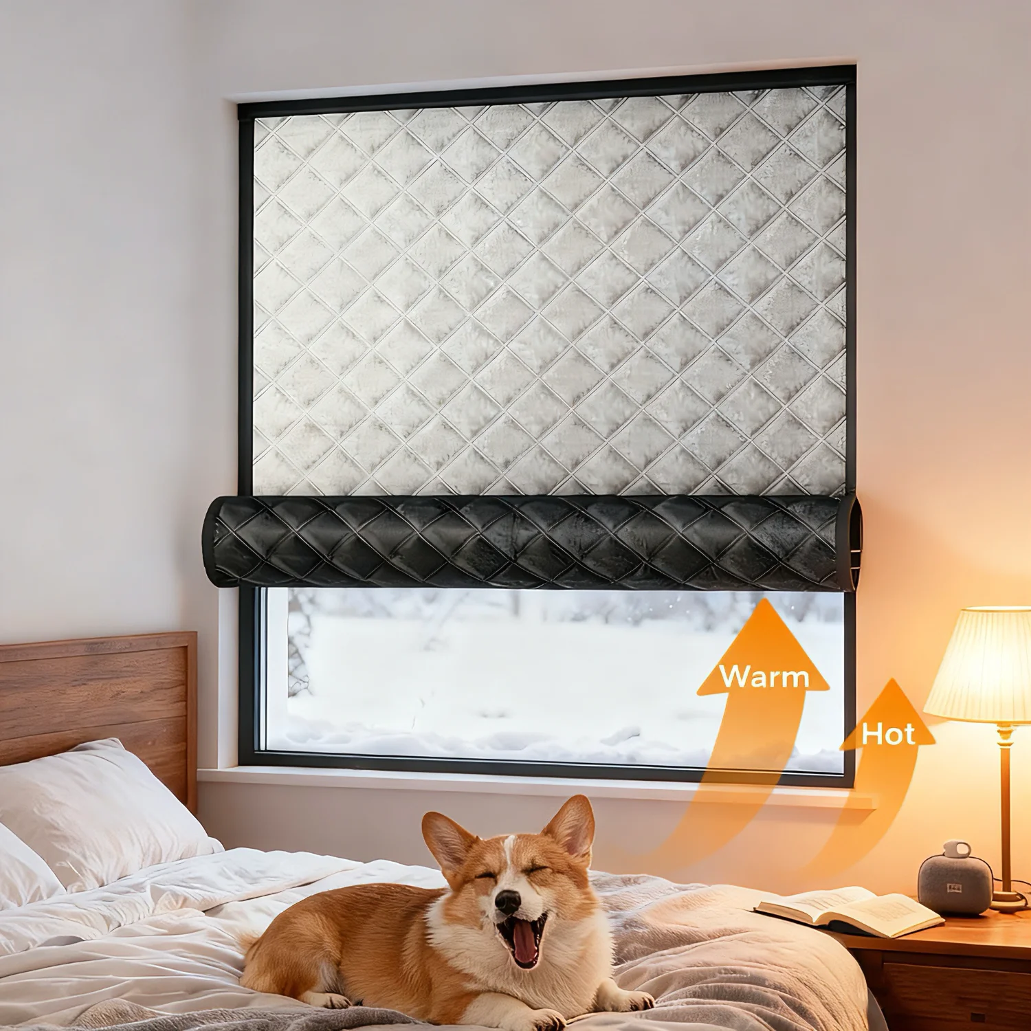 Thermal Soundproof Blackout Curtain - Self-Adhesive No Drill Window Panel, Black Rideau Occultant for Chambre/Salon/Jardin