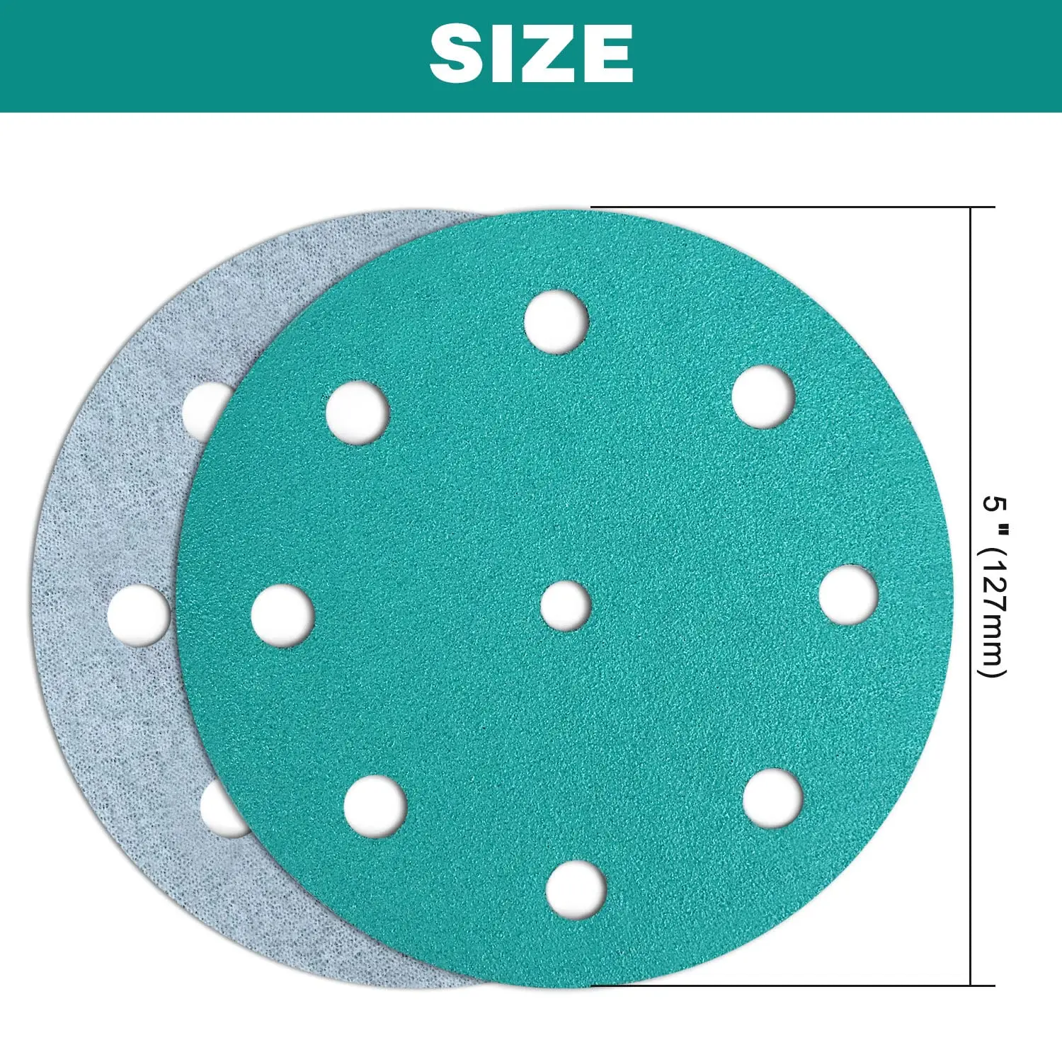 Dischi abrasivi da 60 pezzi 80-320 carta vetrata a grana assortita con supporto a pellicola a secco a umido linea verde Hook and Loop, utilizzare con levigatrice orbitale casuale