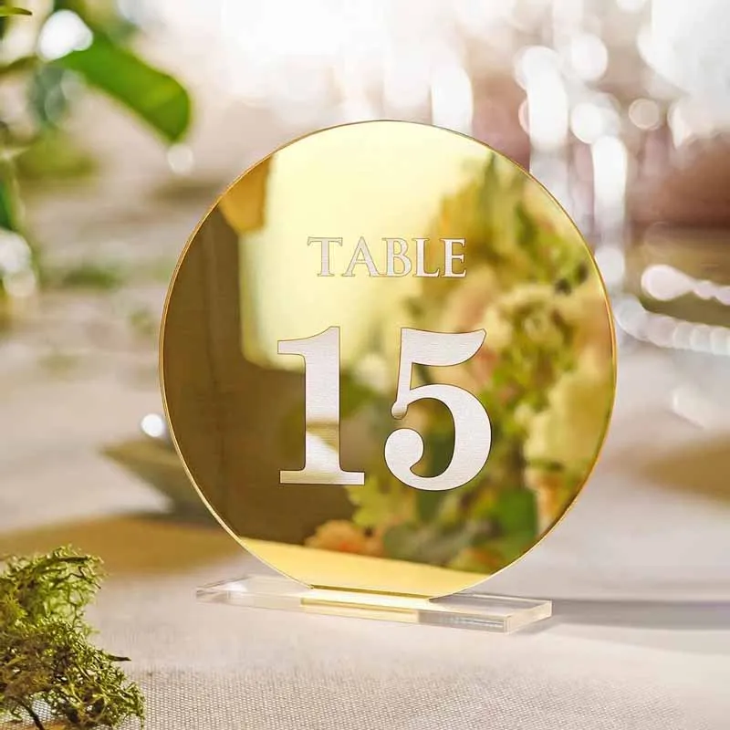 

Round Gold Mirror Acrylic Table Numbers Wedding Centerpiece Tables Party Decoration Sign Birthday Party Table Numbers Decorate