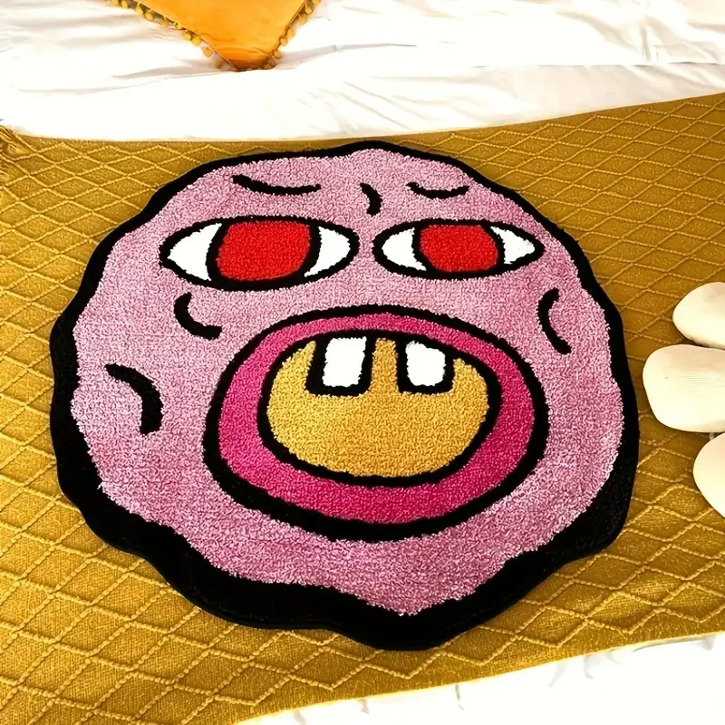 VIKAMA 1 قطعة سجادة أرضية بلون الكرز بومب تصميم وجه مصنوع يدويًا، سجادة داخلية ناعمة ولطيفة لأريكة غرفة النوم، ديكور منزلي مرح