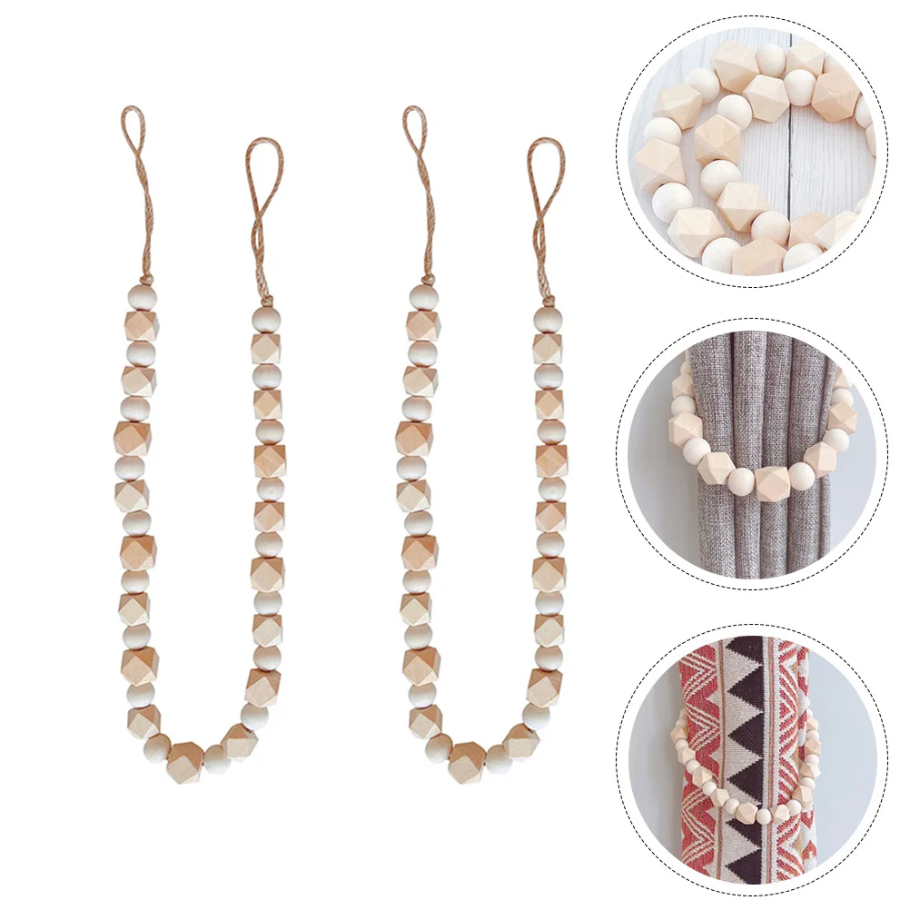 

1set 1Set Wooden Beads Curtain Tieback Simple Style Flexible Practical Decorative Strap For Home Window Decor Curtain Buckle