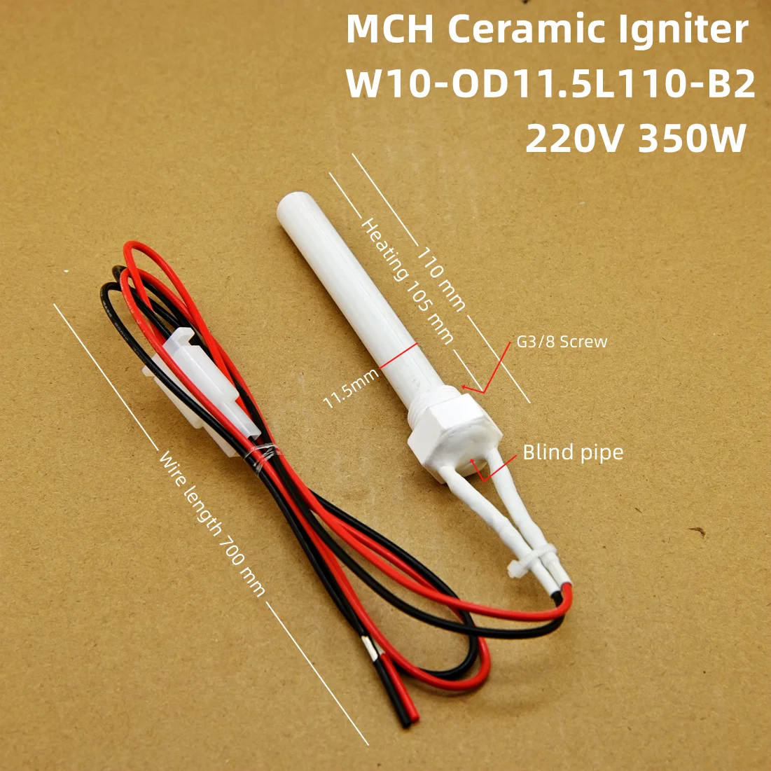 220V 350W Ceramic Igniter,pellet barbecue stove heating furnace Ignition rod, internal and external insulation, safe and env