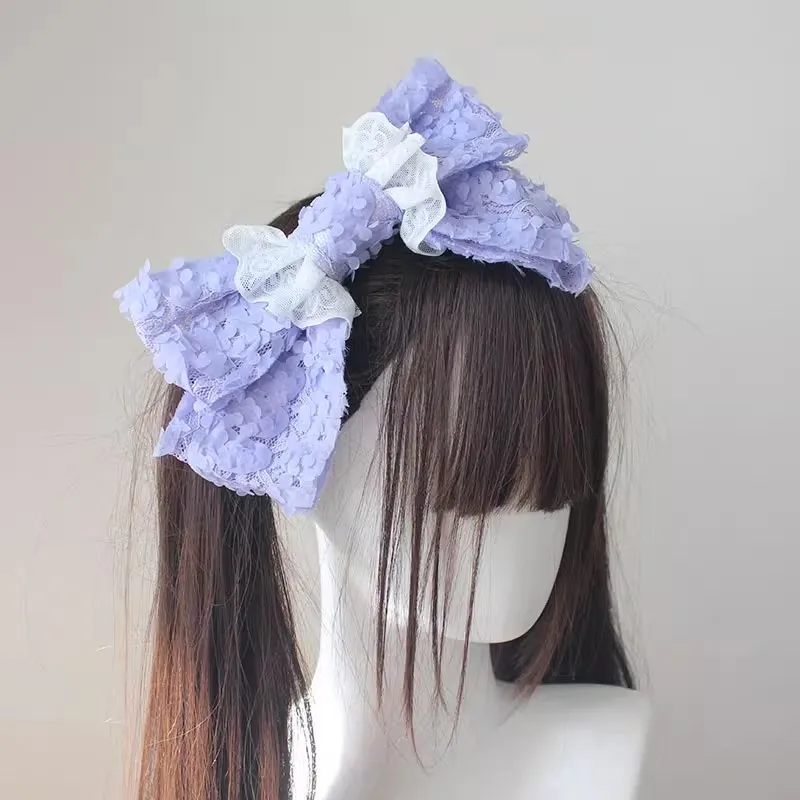 2025 novo artesanal lolita grande arco de doces grampo de cabelo acessório doce menina pétala laço arco clipe empregada cosplay corte hairpin
