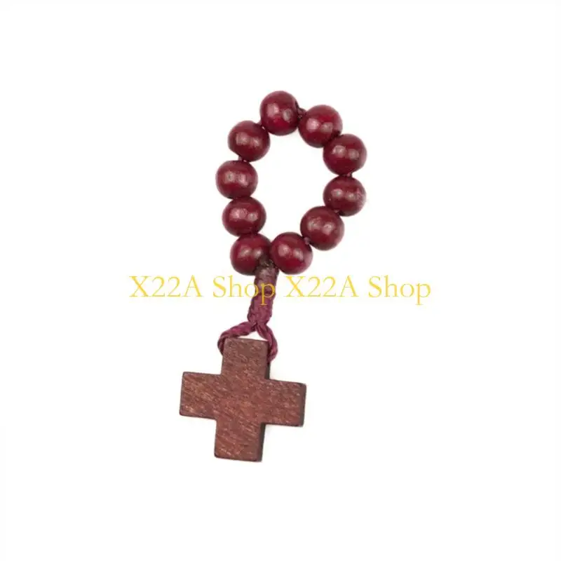 Unique Handcrafted Natural Bead Finger Rosary Chain Featuring Crucifix Symbol for Meditation Present Individual Use
