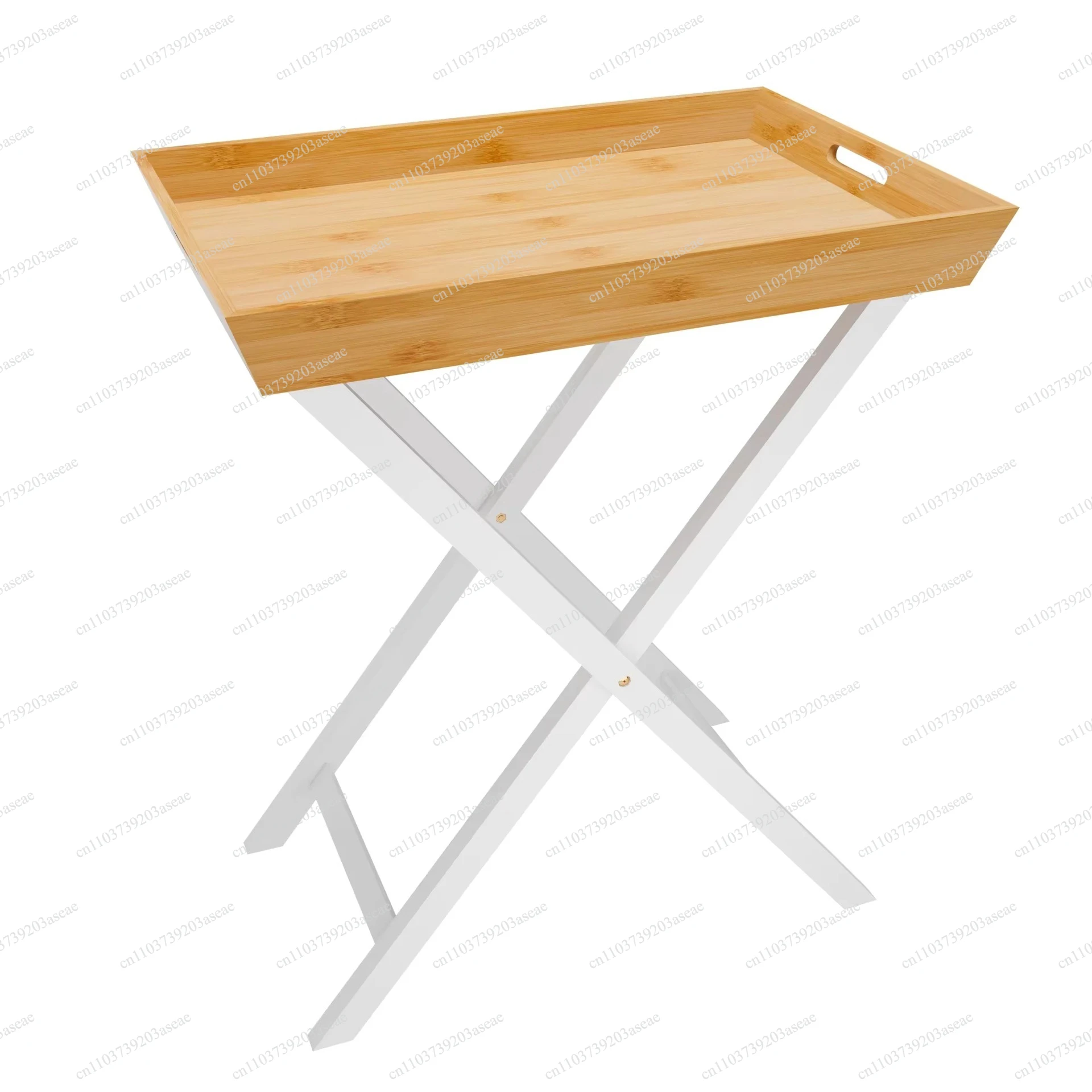 Multifunctional X-frame TV tray table Portable snack table Bamboo sofa side coffee table with removable tray
