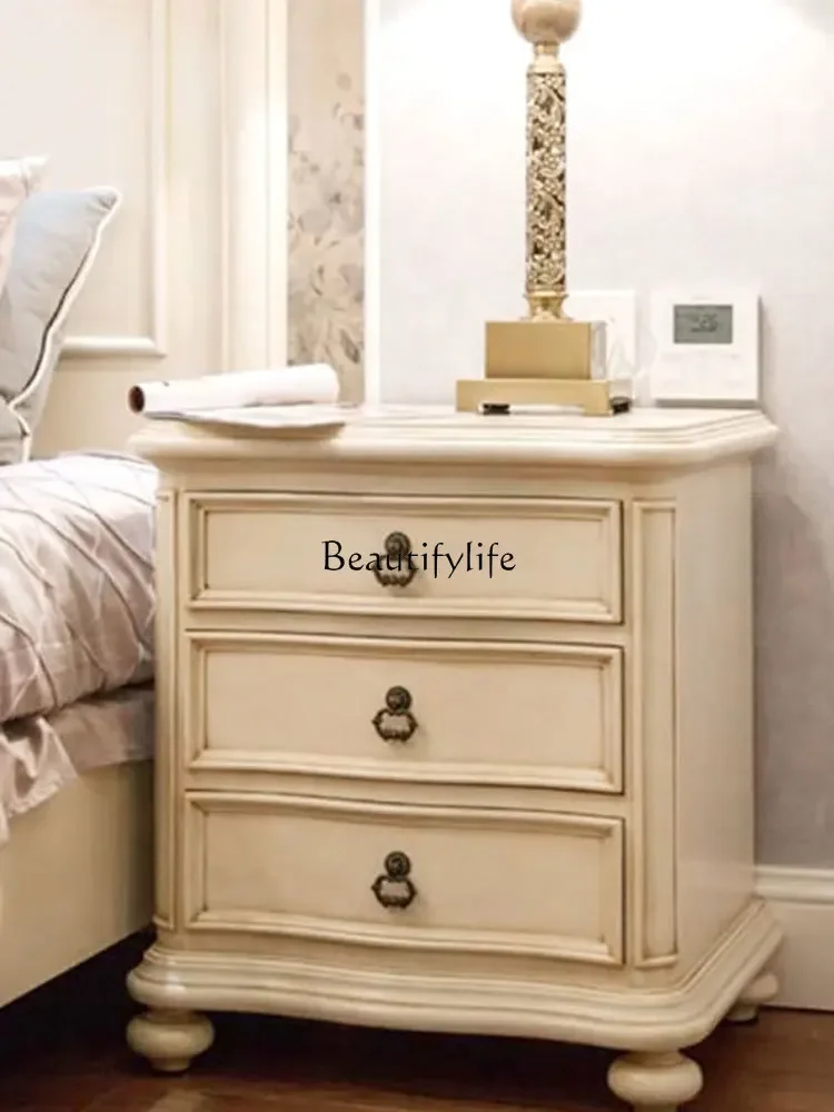 Light French white locker Modern simple matching bedside table