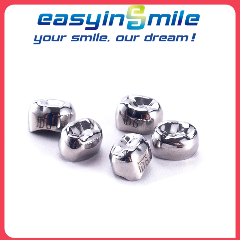 Easyinsmile 5pcs/Pack Dental Kids Crown Stainless Pedo Temporary Preformed Primary Teeth 1st 2nd Molar Pediatric Upper Lower