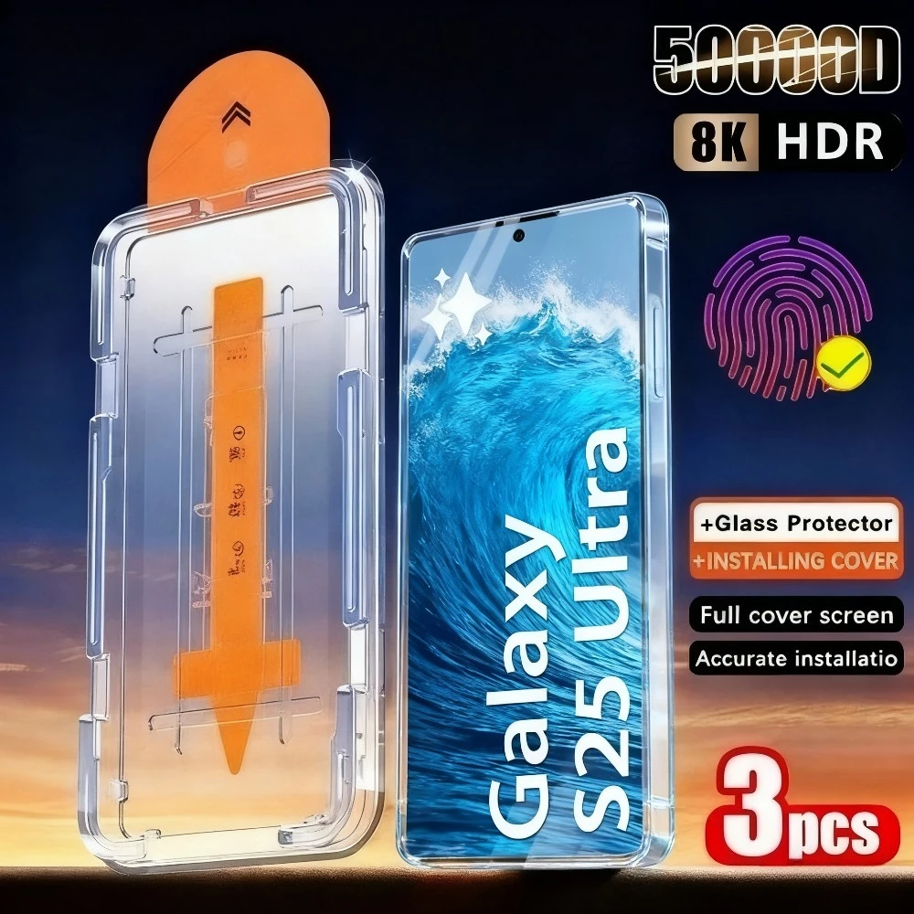 

3 шт. ультра прозрачная защитная пленка для экрана для Samsung Galaxy S25 S24 S23 Ultra S22 S21 Plus S23 S24 S25 FE, стекло для установки без пыли