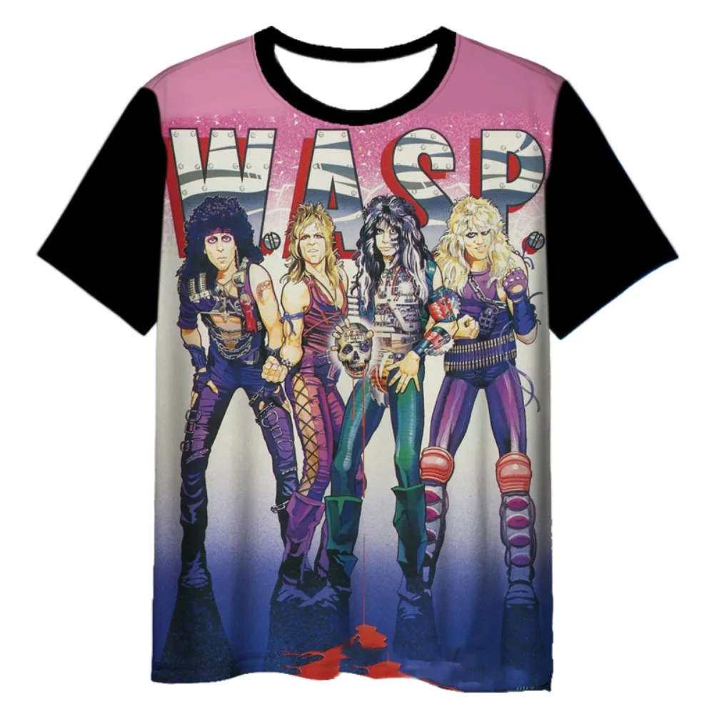 تي شيرت جديد مطبوع عليه فرقة الروك ثلاثية الأبعاد W.A.S.P، ملابس الشارع العصرية للرجال والنساء #6