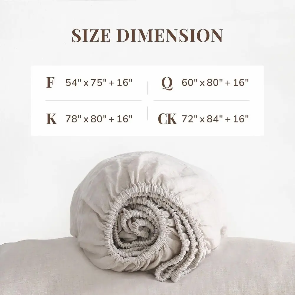 Lenzuolo con angoli king size 100% lino, 78x80, 16 tasche profonde, traspirante, lavato con pietra, elastico a tutto tondo (lino naturale, 1 lenzuolo O