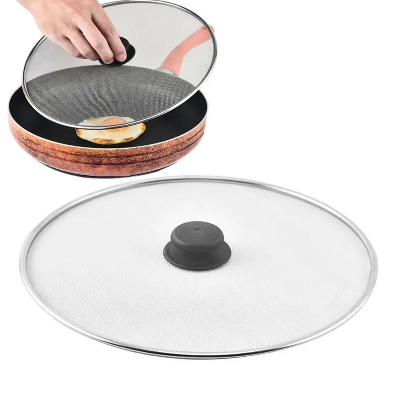 29cm Oil Splatter Screen Anti-slip Stainless Steel Guard Frying Pan Oil Proofing Lid Kitchen Mesh Pot Filter Lid Cooking Tools